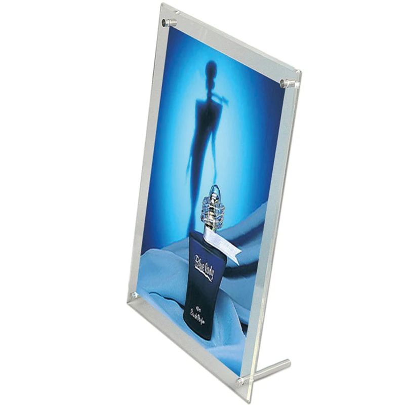 Menu holder with feet, acrylic/aluminium